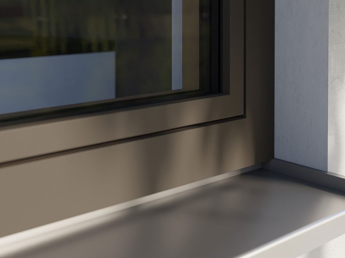 Fensterprofil mit Verglasung im Detail
